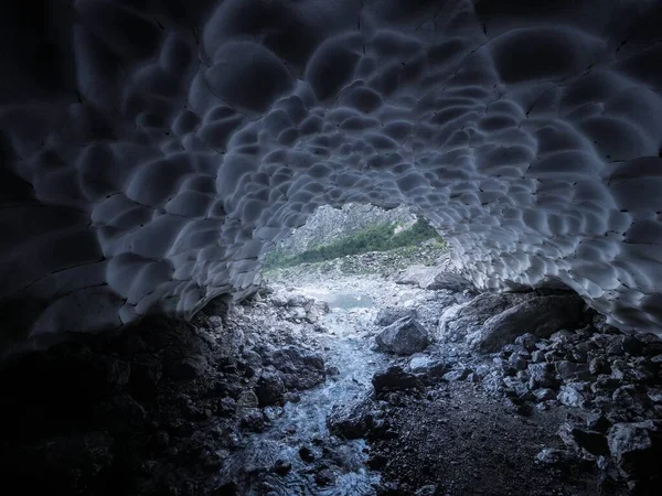 Panorama Cueva Hielo Capilla Eiskapelle Cueva Del Glaciar Túnel Nieve — Foto de Stock