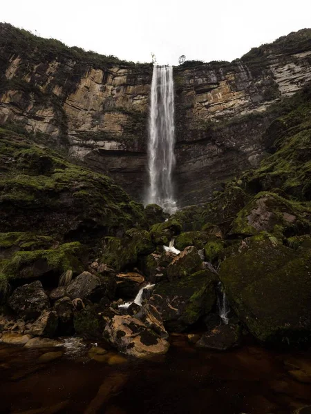 Panoramic view of Catarata del Gocta waterfall cataract cascade in Bongara Amazonas near Chachapoyas in Peru andes South America