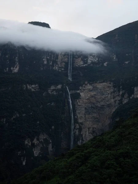Panoramautsikt Över Catarata Del Gocta Vattenfall Katarakt Kaskad Bongara Amazonas — Stockfoto