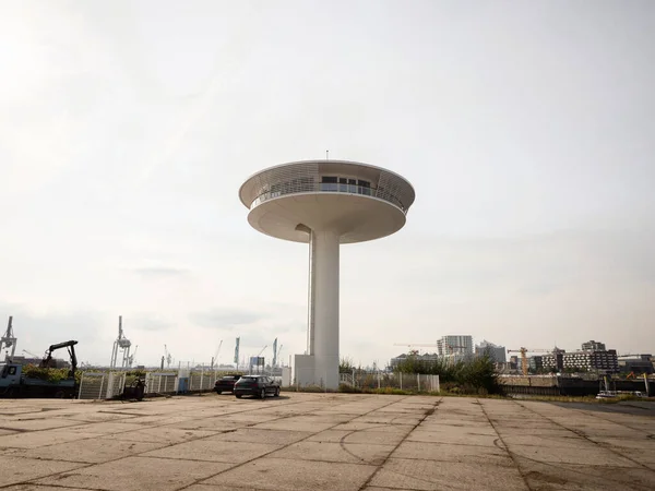 Vista panorámica de HafenCity Baakenhafen Hamburgo con arquitectura de torre blanca Faro Río Elba Cero Alemania — Foto de Stock