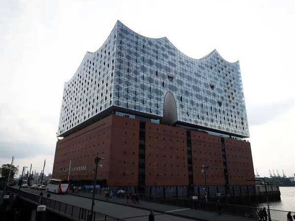 Vista panorâmica da arquitetura moderna HafenCity Grasbrook Hamburgo sala de concertos Elbphilharmonie Alemanha Europa — Fotografia de Stock