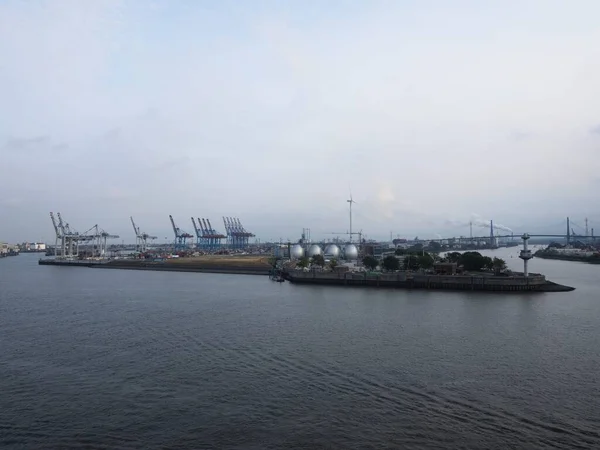 Панорамний вид порту Гамбург Hamburger Hafen вантажний контейнерний порт Elbe River North Sea Germany — стокове фото
