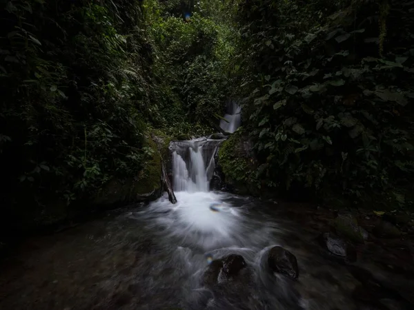 Vista panorámica de Cascada Madre en selva tropical nubosa Selva Valle del Mindo Nambillo Ecuador andes — Foto de Stock