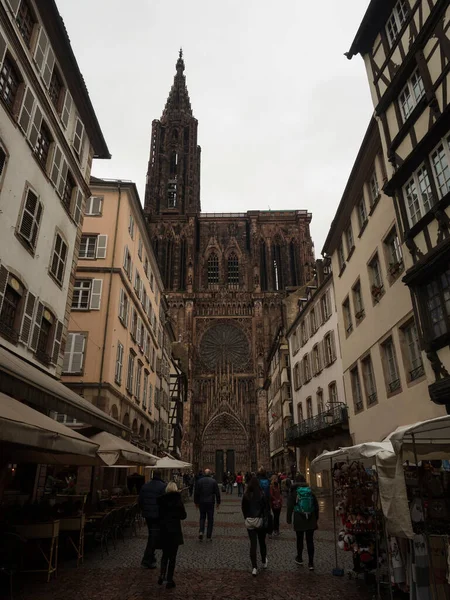 Charmante Leere Gasse Straße Mit Alten Traditionellen Häusern Gebäude Straßburg — Stockfoto