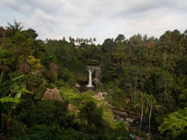 Tegenungan şelalesinin panorama manzarası katarakt Gianyar Ubud Denpasar Bali Endonezya Güneydoğu Asya