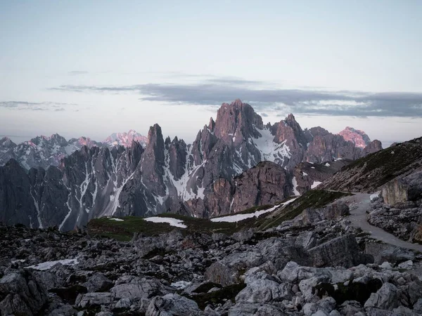 Panorama Alpino Del Grupo Montañoso Cadini Misurina Desde Cumbre Del — Foto de Stock