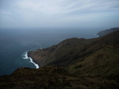 Cantis de Vixia Herbeira Carino A Coruna Costa Artabra Galiçia İspanya 'da yüksek okyanus uçurumu manzarası manzarası