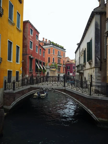 Panorama View Charming Picturesque Historic Colourful House Facades Canals Venice — Stock Photo, Image