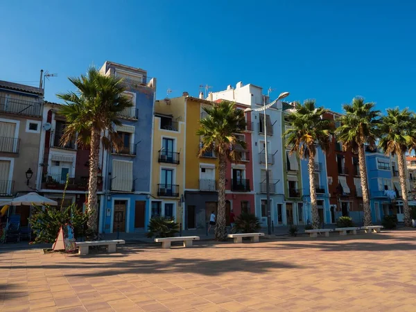 Farbenfrohe Häuserfassaden Architektur Villajoyosa Vila Joiosa Der Costa Blanca Alicante — Stockfoto