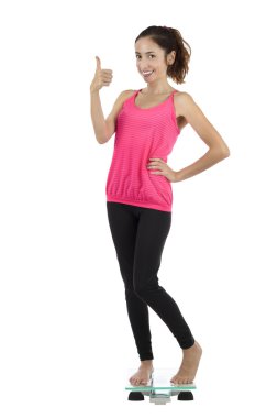 Mutlu sağlıklı kilo kaybı kadın başparmak yukarı