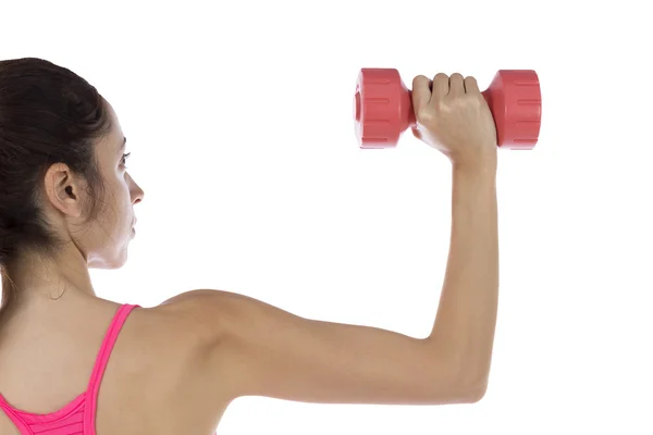 Fit woman lifting dumbbell — Stock Photo, Image