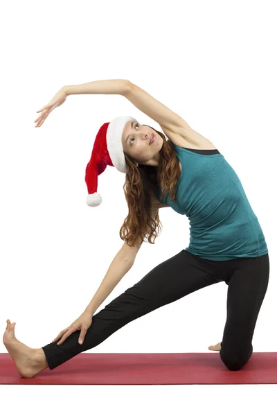 Noel yoga kadının kapı poz yapması — Stok fotoğraf