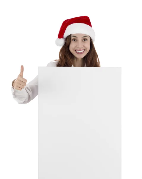 Christmas business woman thumbs up — Stock Photo, Image