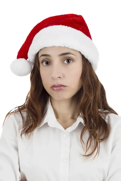 Upset christmas business woman — Stock Photo, Image