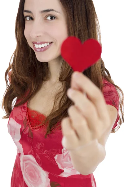 Valentines day woman with a heart — Stock Photo, Image