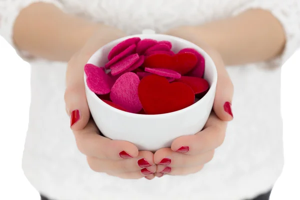 Hearts in coffee cup — Stock Photo, Image