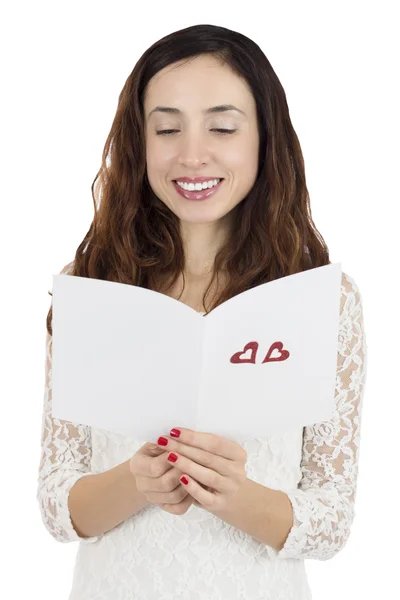 San Valentino donna lettura lettera d'amore — Foto Stock