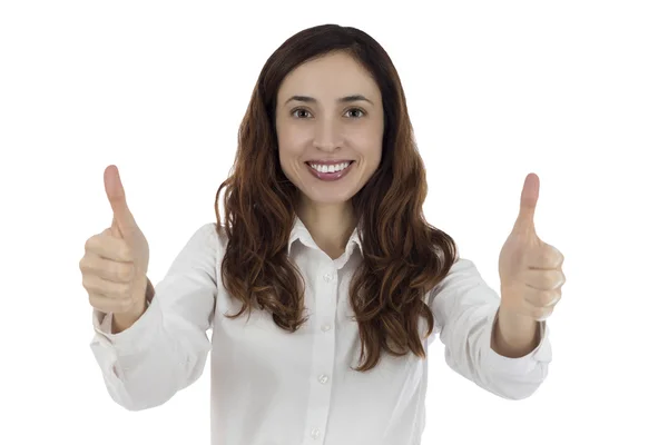 Business woman giving thumbs up — Stock Photo, Image