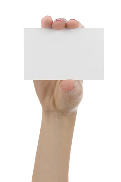 Hand zeigt leere Unterschriftenkarte — Stockfoto