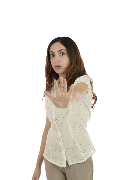 Woman saying stop — Stock Photo, Image