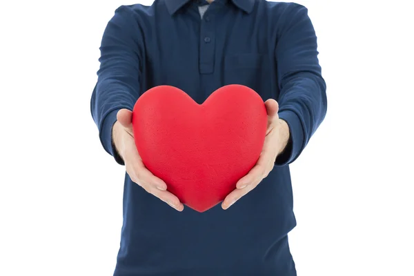 Man showing a red heart — Stock Photo, Image