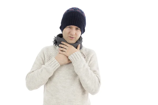 Man with a sore throat — Stock Photo, Image