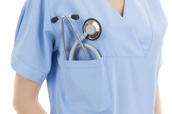 Médecin debout avec son stéthoscope dans sa poche — Photo