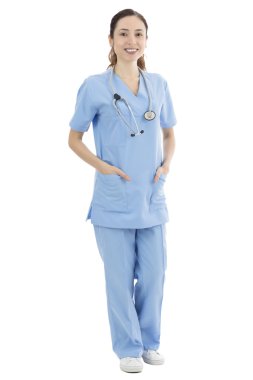 Kolay kadın hemşire ya da doktor tam uzunlukta duran,