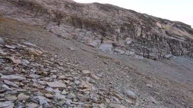 Dağ manzarasının renkli manzarası sonbaharda altındır. Dağlardaki sonbahar ormanlarının güzel manzarası parlak mavi bir gökyüzünün arka planına karşı