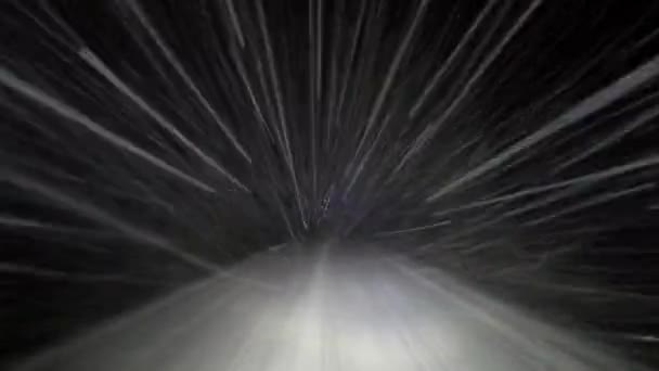 Їдьте Машині Вночі Зимовій Лісовій Дорозі Снігопаді Важкий Сніг Відбивається — стокове відео