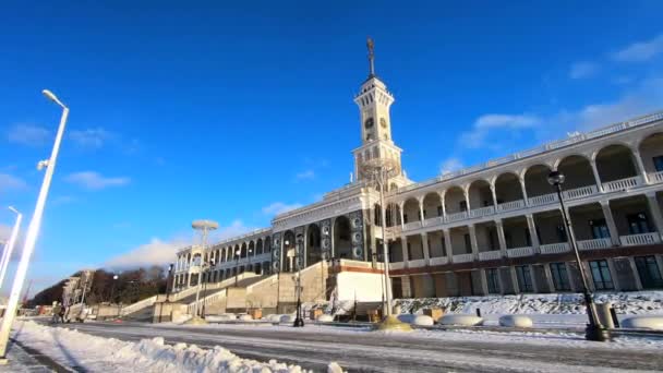 Időapszis Moszkvai Északi Folyami Állomás Történelmi Épülete Miután Újjáépítették Villámgyors — Stock videók