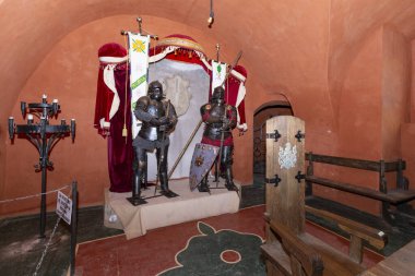 3 Mayıs 2021, Saint Miklos Kalesi (Çin Yarımadası). Chinadiyev Şatosu (ayrıca Aziz Miklos Kalesi olarak da bilinir) Ukrayna 'nın Ukrayna' daki Chinadiyovo köyünün 14.-19. yüzyıllara ait bir mimari anıttır..