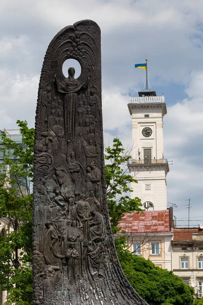 Lviv Ukraine Mayıs 2021 Svobody Bulvarı Şehrin Merkezinin Eşsiz Mimarisi — Stok fotoğraf