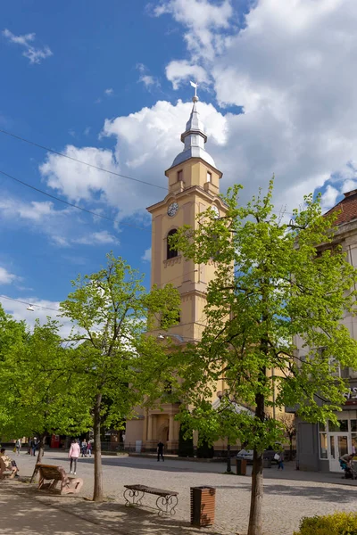 2021年5月25日ウクライナ トランスカルパティアのベレホブ市 ウクライナ ベレホフの聖十三世紀の聖十字架の高揚のローマカトリック大聖堂国の重要性の建築記念碑 — ストック写真