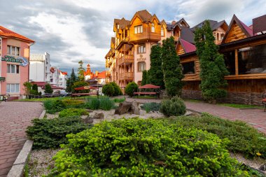 27 Nisan 2021. Truskavets, Ukrayna. Otel ve tatil yeri sağlık kompleksi 