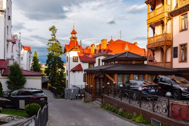 27 Nisan 2021. Truskavets, Ukrayna. Otel ve tatil yeri sağlık kompleksi 