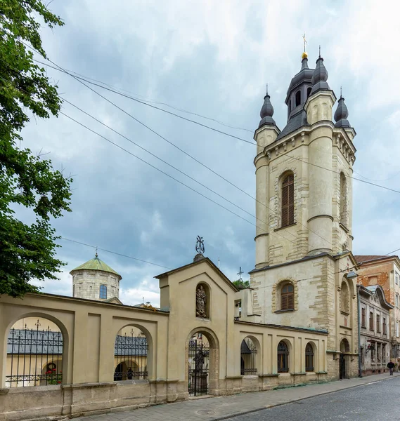 Architettura Della Città Lviv Virmenska Street Cattedrale Armena Dell Assunzione — Foto Stock