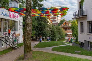 25 Temmuz 2021 Truskavets, Ukrayna mimarisi. Truskavets, Ukrayna 'da bir balneoloji merkezi..