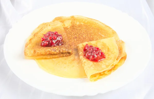 Pancakes on a white plate — Stock Photo, Image