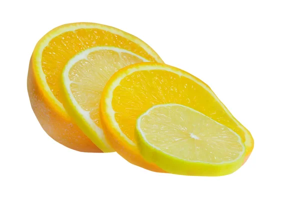 Skär apelsin och citron — Stockfoto