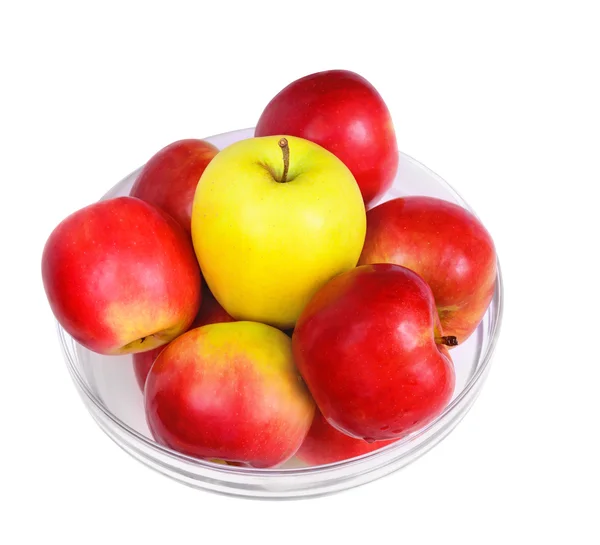 Apples in a glass plate — Stock Photo, Image