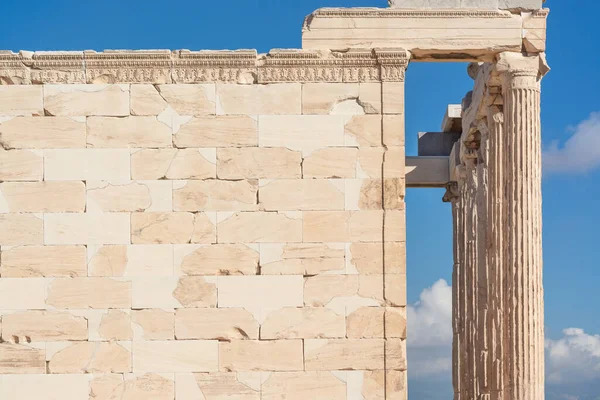 Veduta Muro Blocchi Marmo Nell Acropoli Atene — Foto Stock