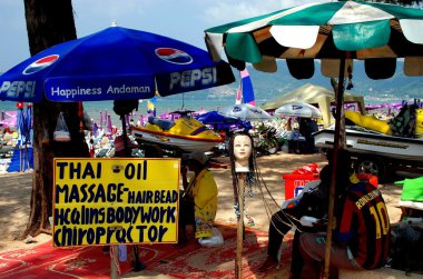 Patong, Thailand: Thai Oil Massage Spa on Beach clipart