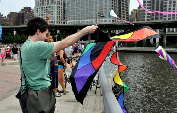 ニューヨーク: 人々 が凧をあげて — ストック写真