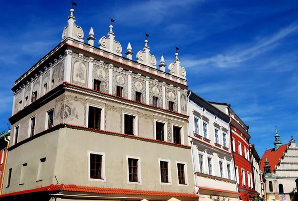 Lublino, Polonia: Casa barocca in Piazza Rynek — Foto Stock