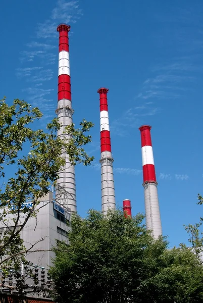 NYC: Keyspan Electrical Plant Smokestacks — Stock Photo, Image