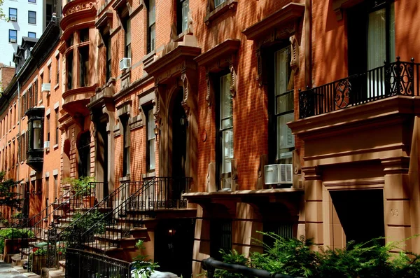Brooklyn Heights, New York: Brick Brownstones-rad – stockfoto