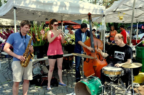 Nusplingen: Musiker unterhalten beim Bauernmarkt — Stockfoto