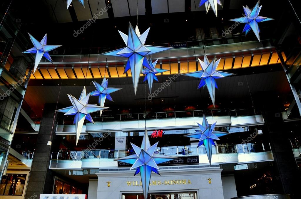 Nyc Christmas Decorations At Time Warner Center Stock