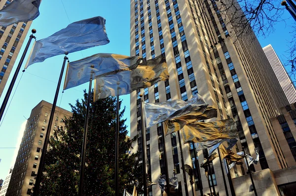New York: Rockefeller Center e Bandiere — Foto Stock